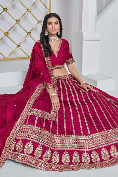 Full outfit view of pink lahenda choli set