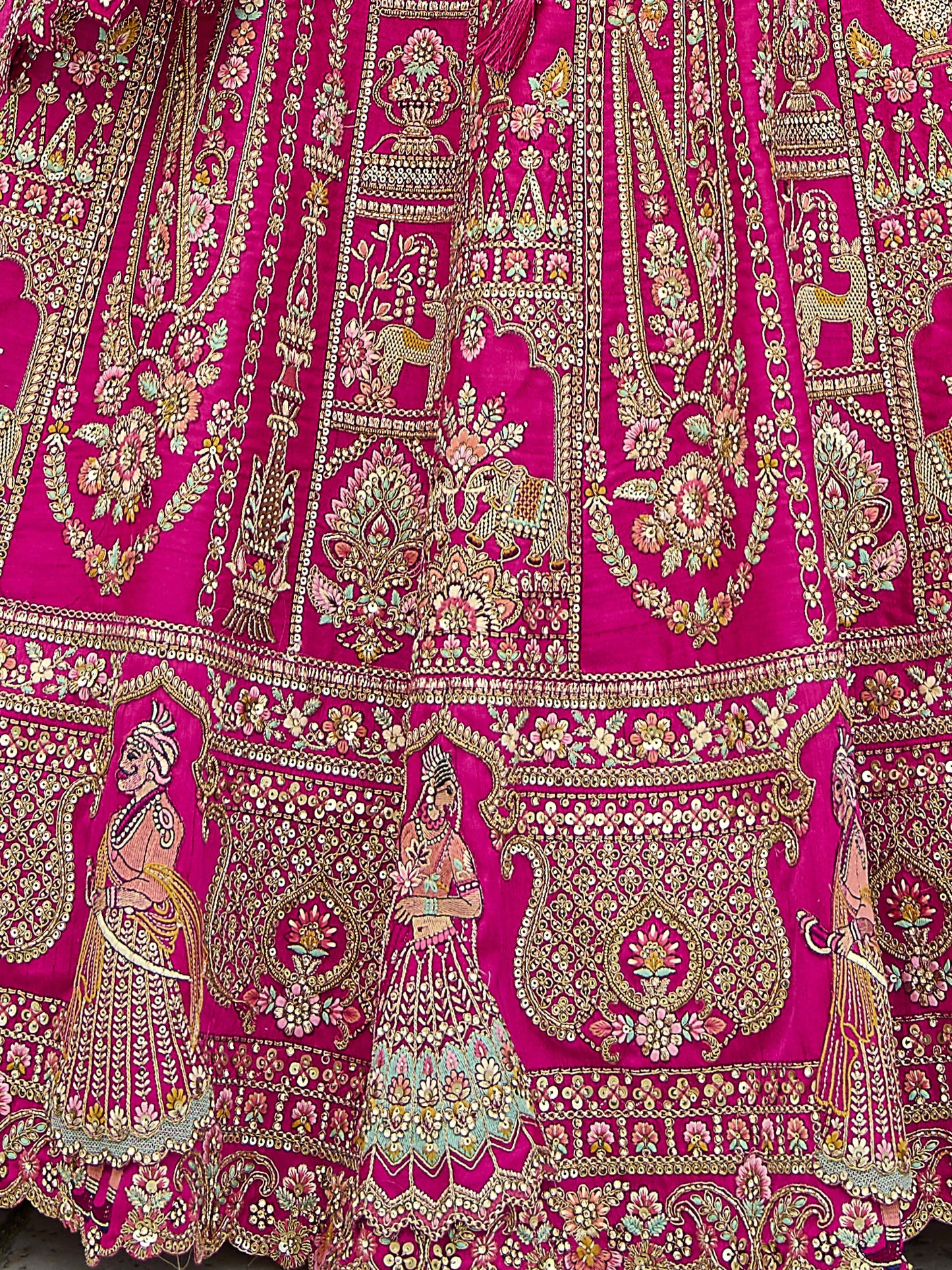 Reception-ready pink lehenga with heavy work dupatta