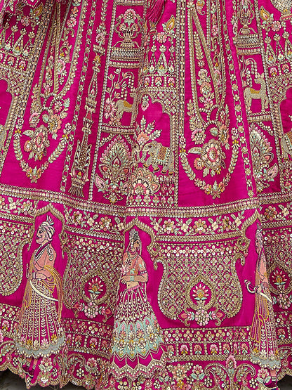 Reception-ready pink lehenga with heavy work dupatta