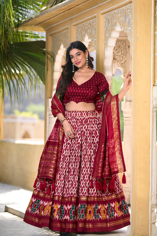 Red bridal lehenga for wedding full front view