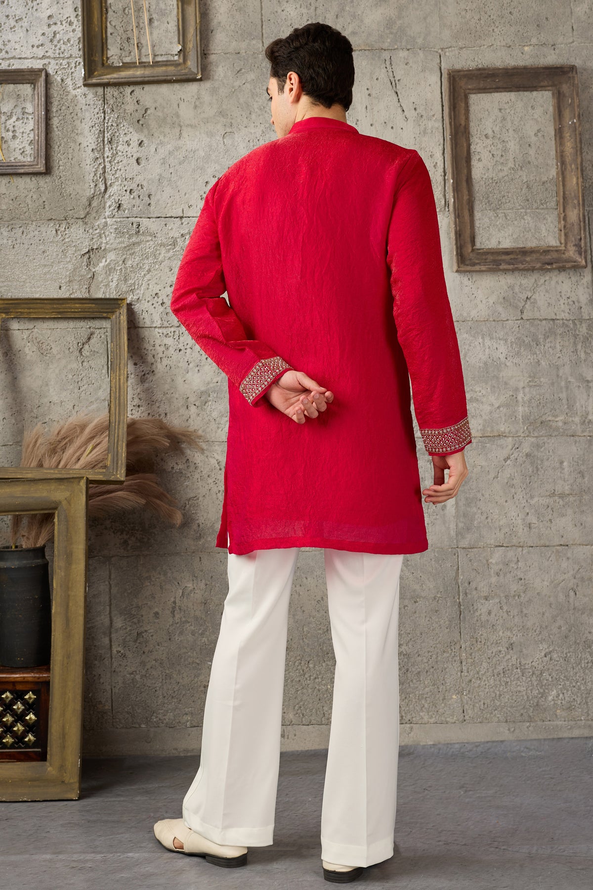 Red kurta back view