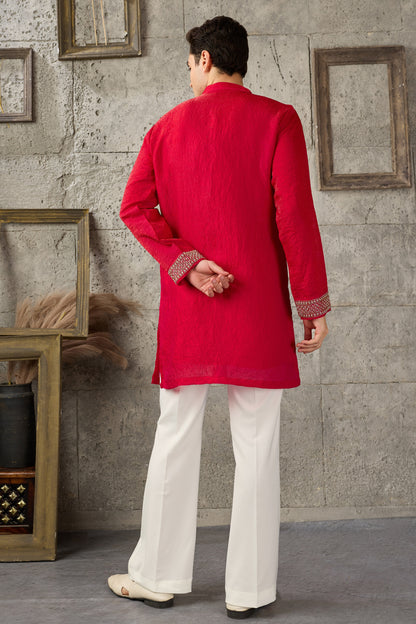 Red kurta back view