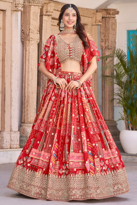 red lehenga choli outfit full look ready to wear