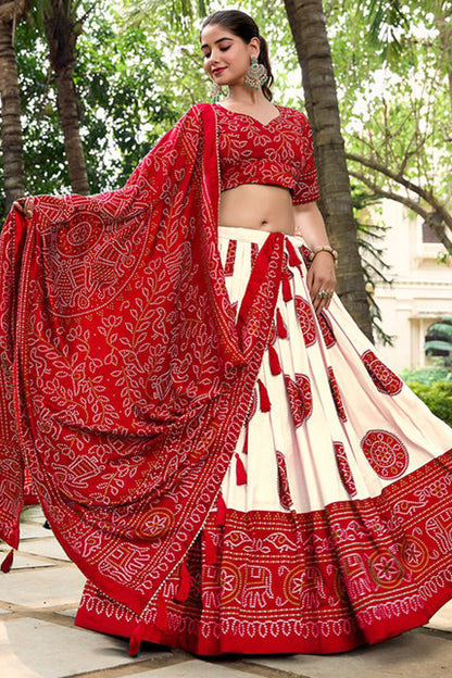 Tussaar silk lehenga choli red colour full outfit look