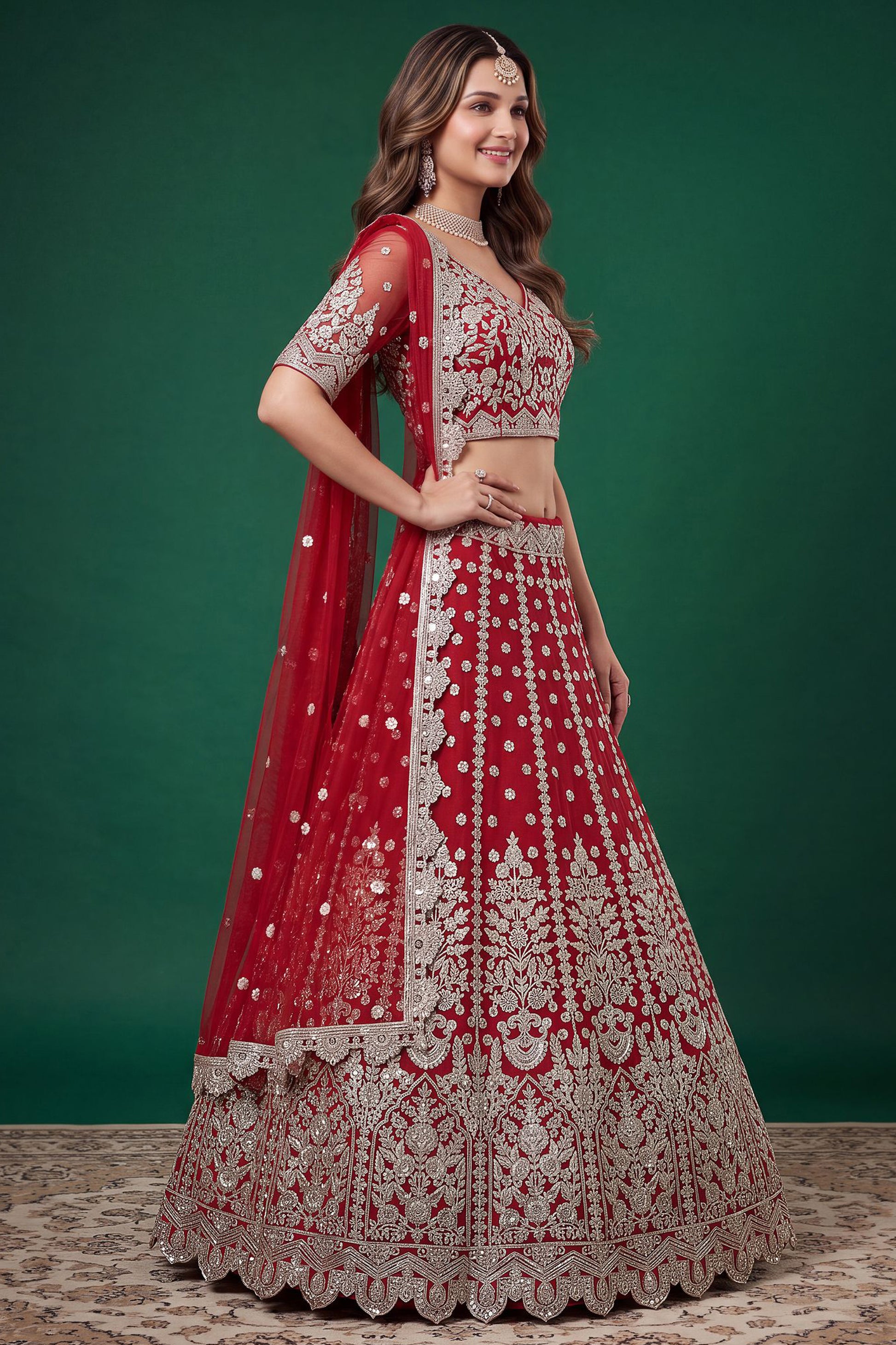 Red lehenga choli for Eid celebrations