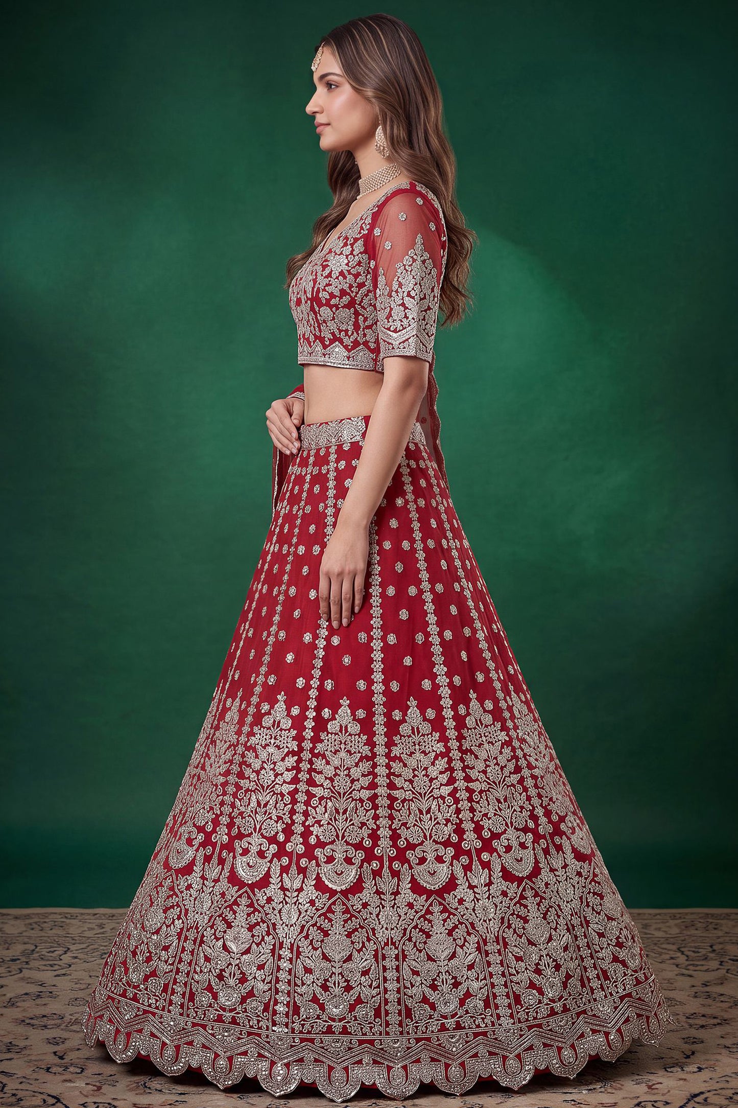 Red lehenga choli for anniversary celebrations
