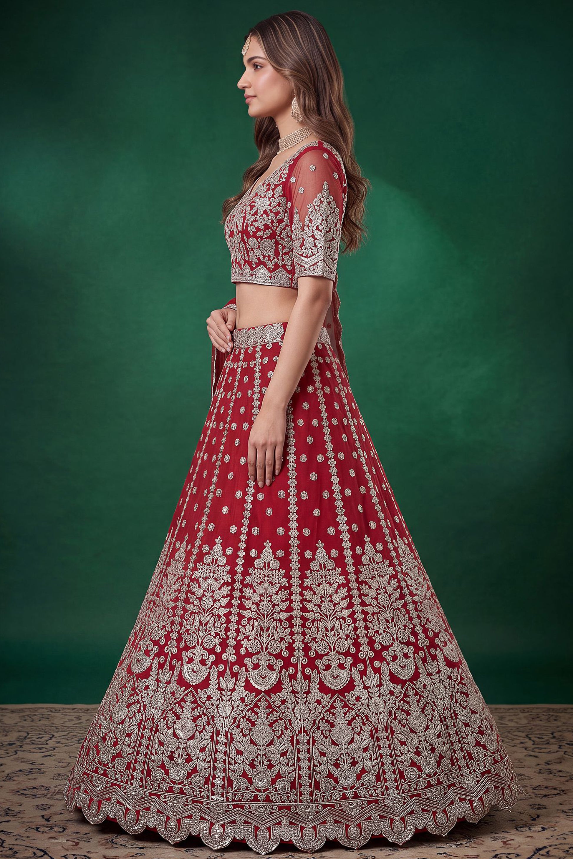 Red lehenga choli for anniversary celebrations
