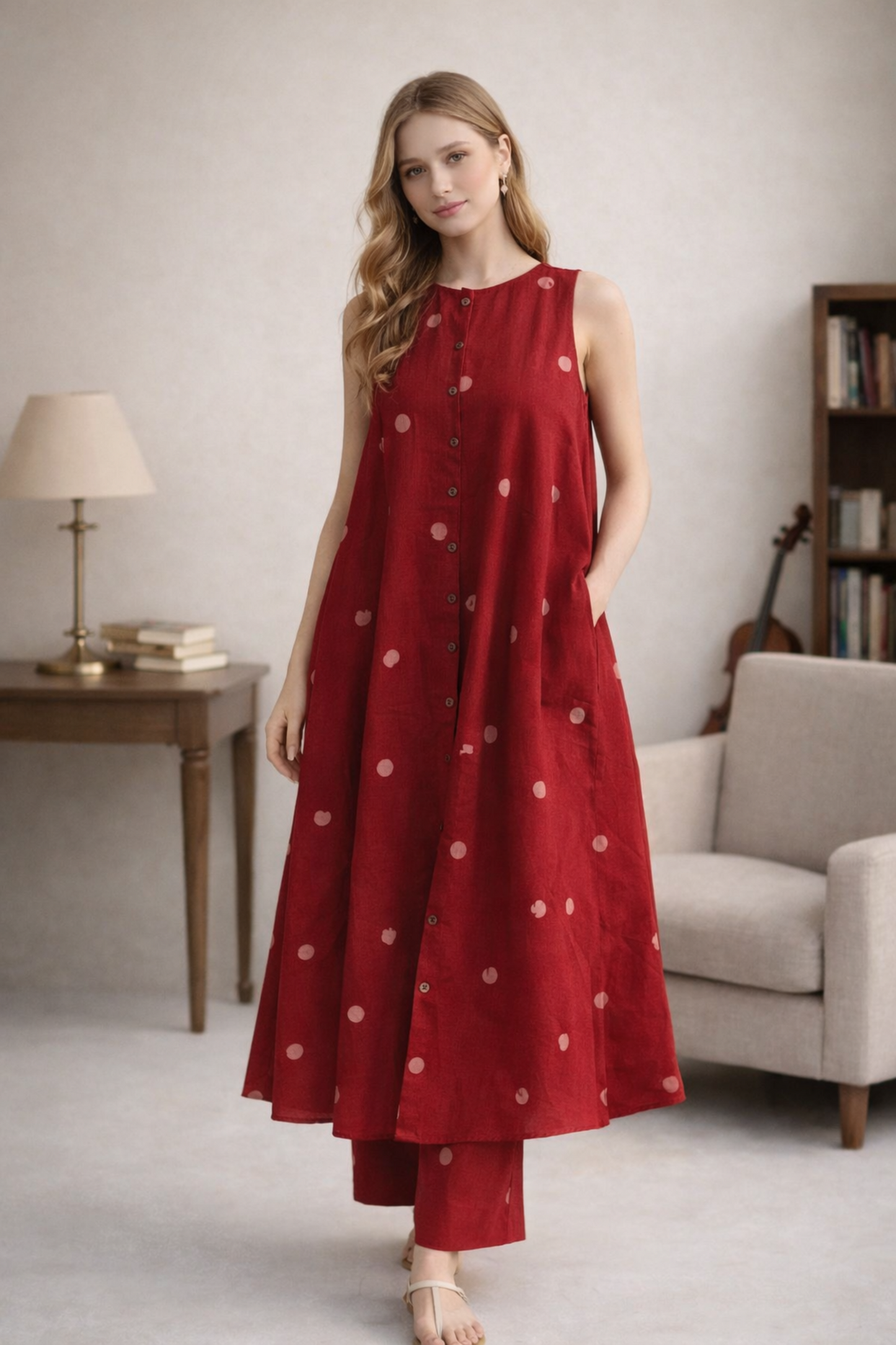 kurti set paired with rayon bottom minimal styling