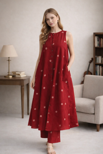 kurti set paired with rayon bottom minimal styling