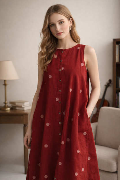indian kurti for women red print close up