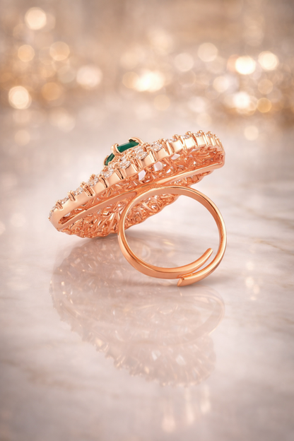 adjustable emerald ring with diamond halo
