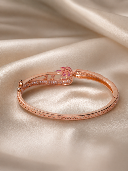 side view of cuff bracelet with linear stone setting