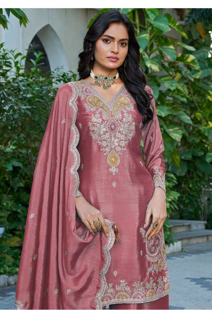 Front view of ready-to-wear Chinon palazzo suit with Jari+Sequence Work