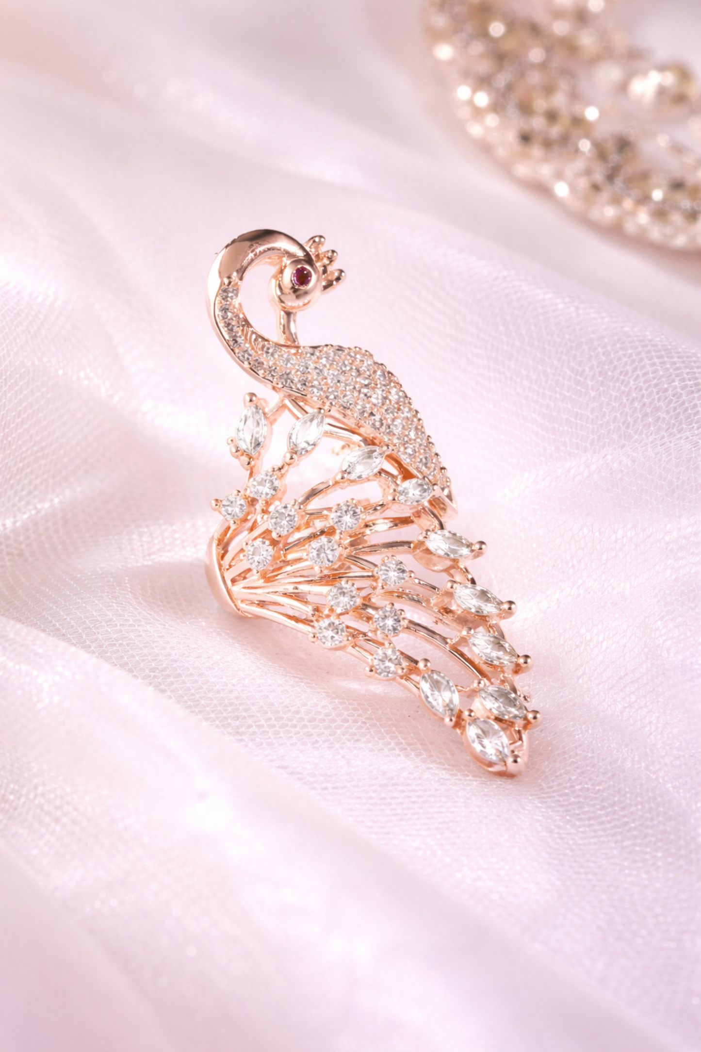 designer statement ring in rose gold finish
