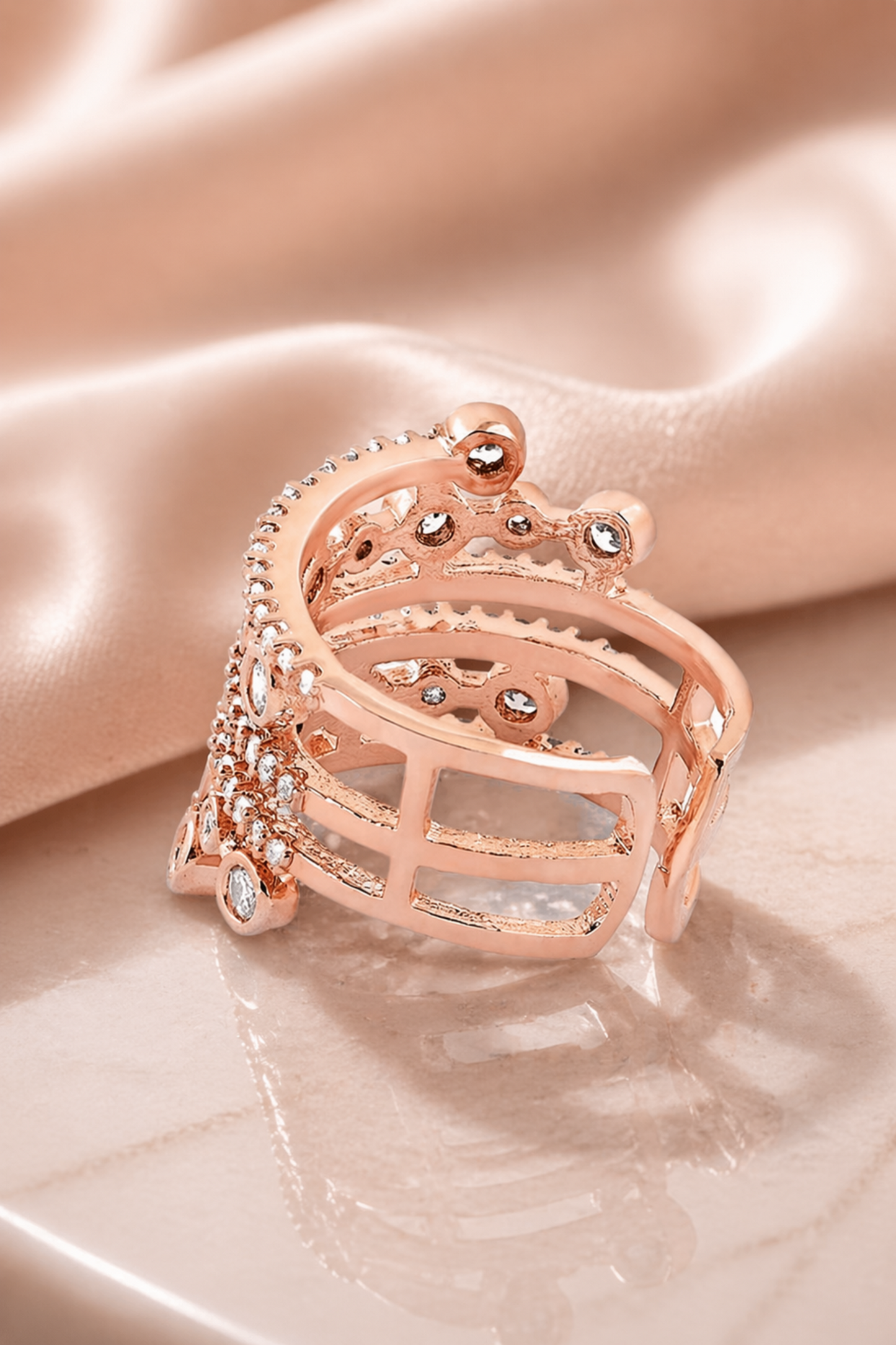rose gold diamond statement ring for women
