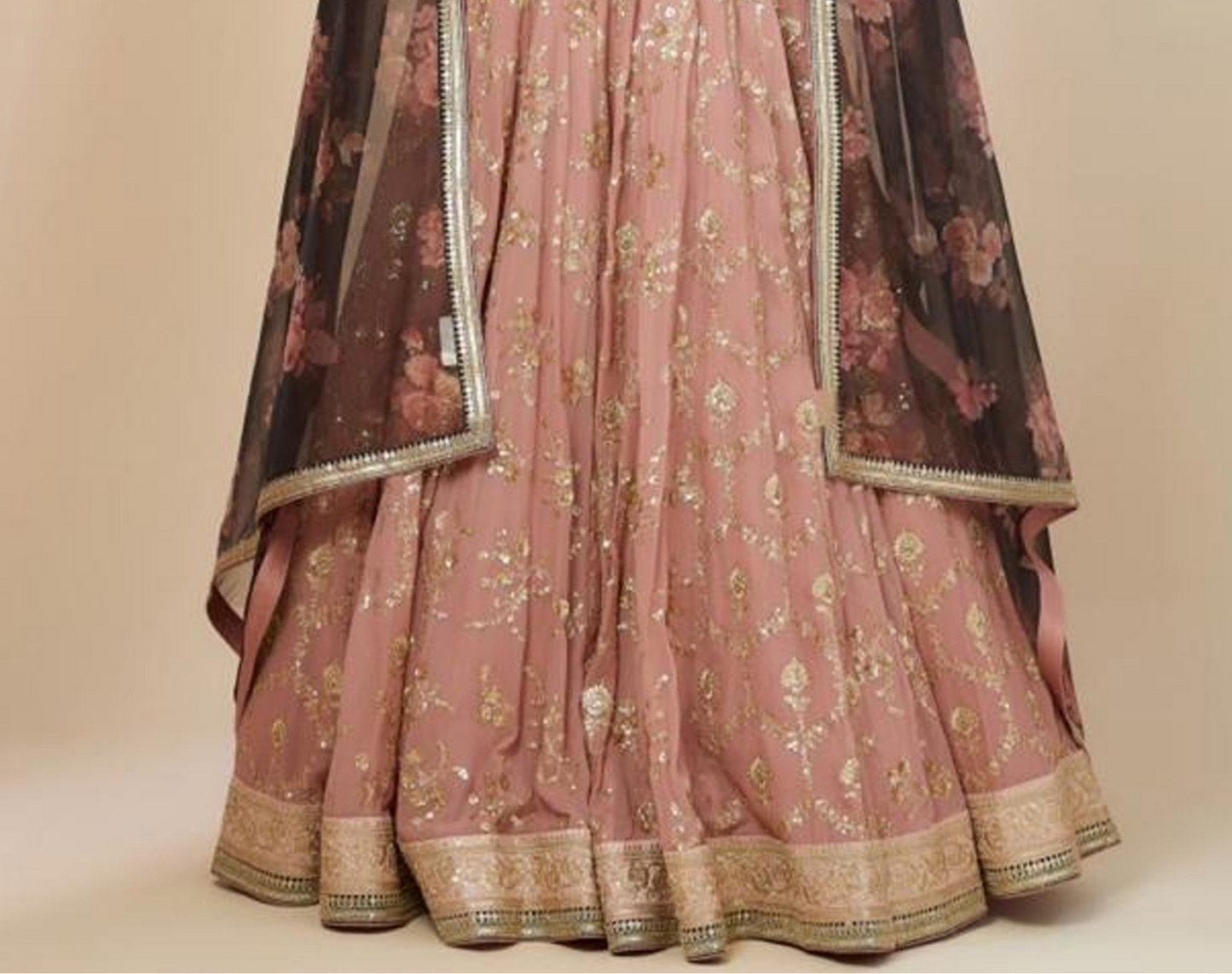 embroidered georgette lehenga choli close fabric texture shot
