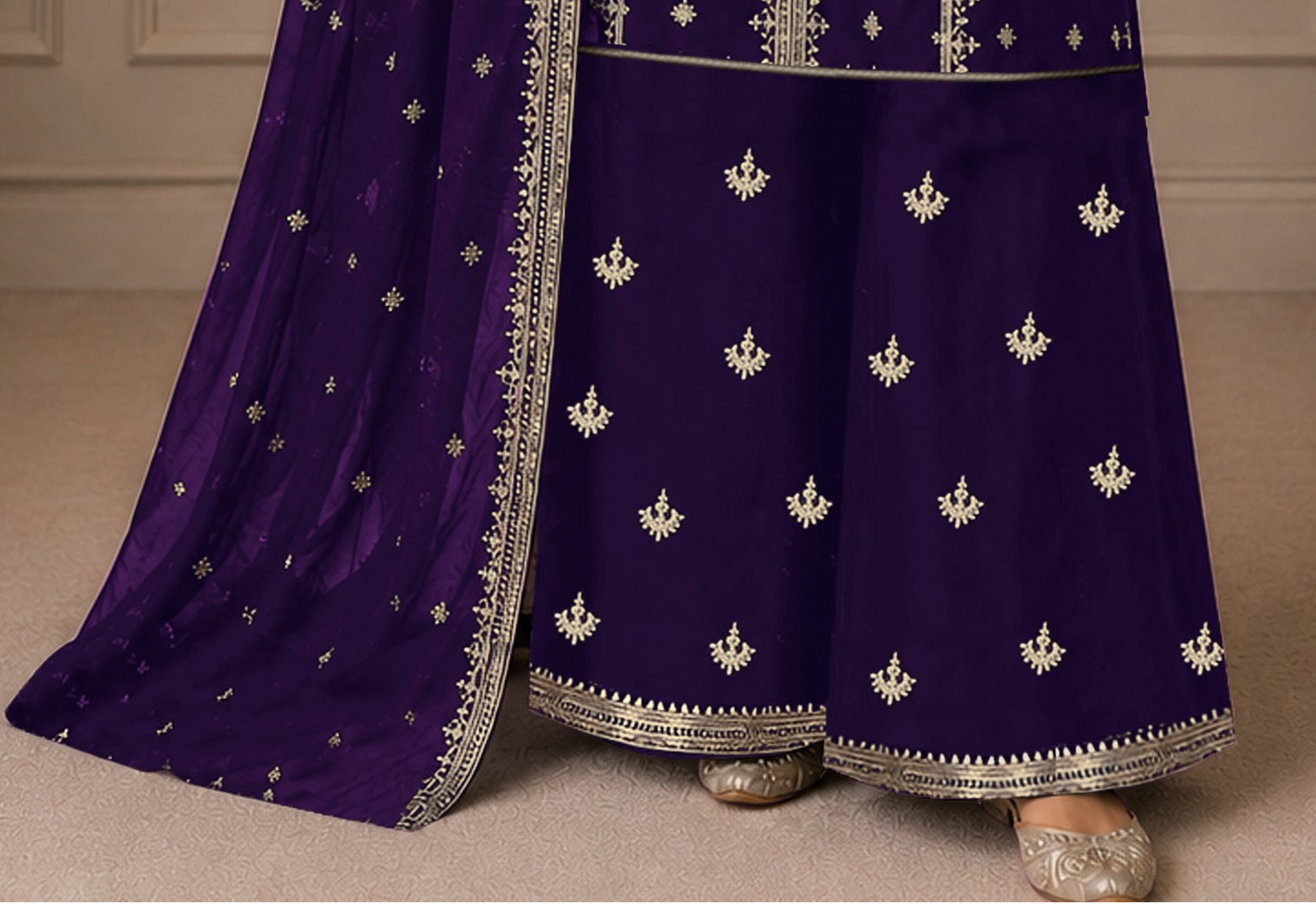 Royal Purple Palazzo Set for Women for weddings and festive occasions