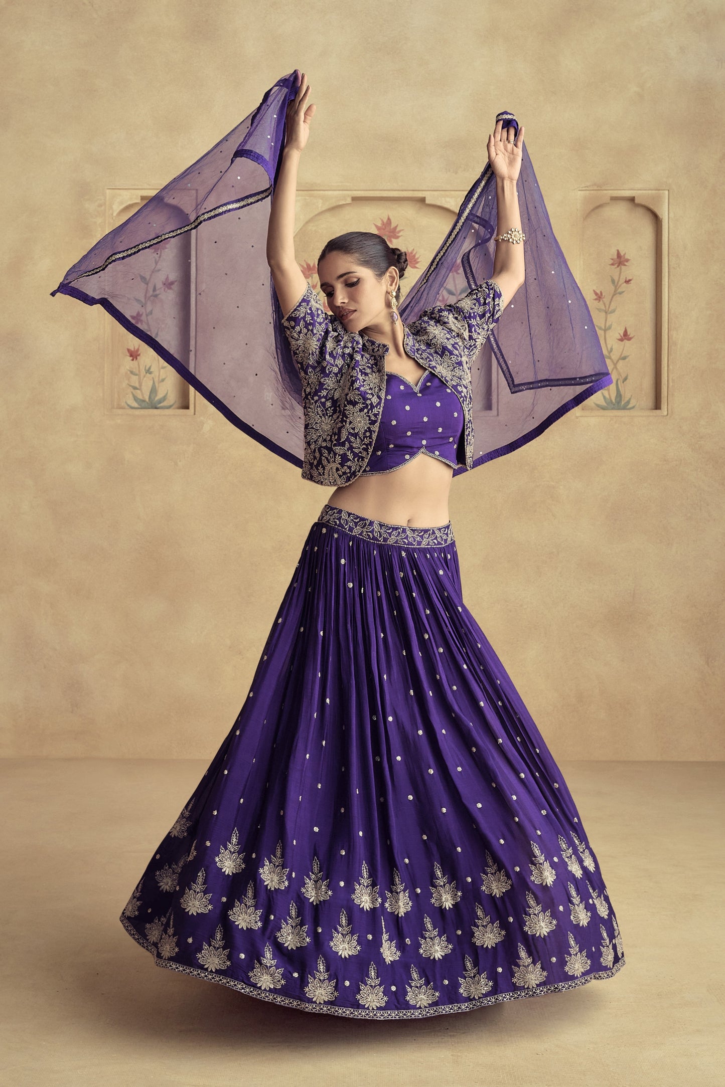 Royal blue lehenga for wedding guest styling