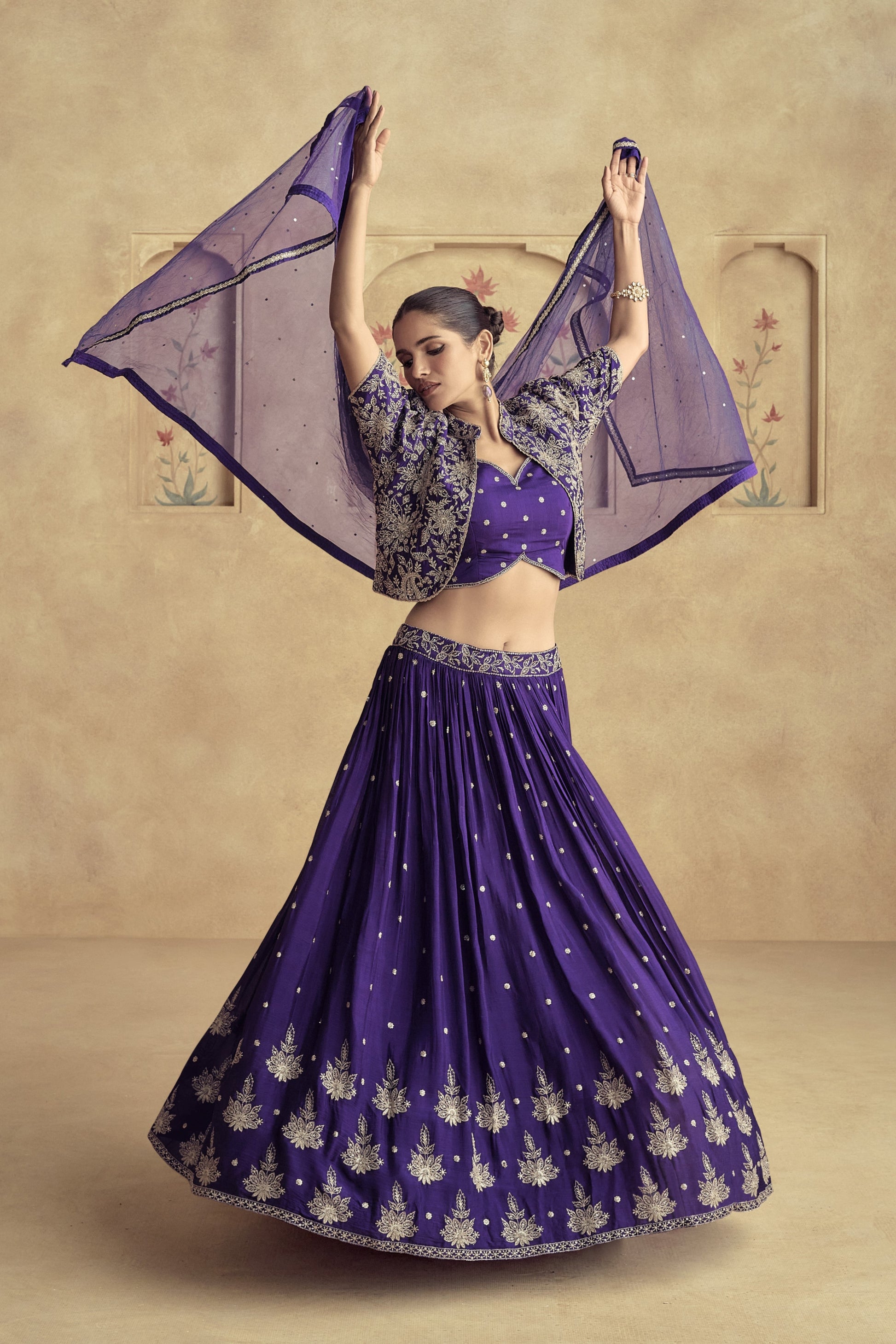 Royal blue lehenga for wedding guest styling