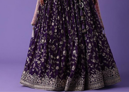 Royal Purple lehenga choli front silhouette view