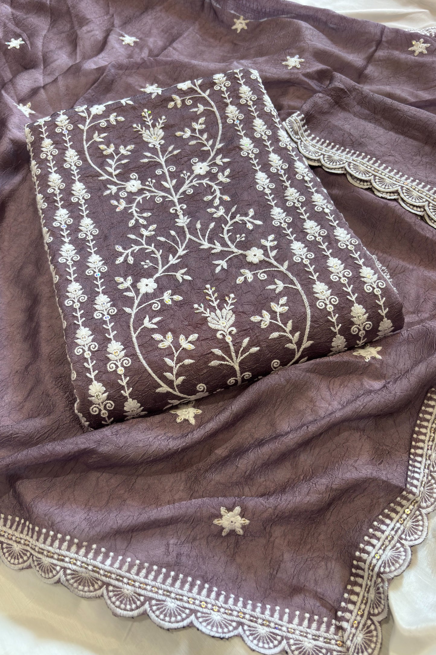 Front presentation of Royal Purple Salwar Kameez with balanced partywear silhouette