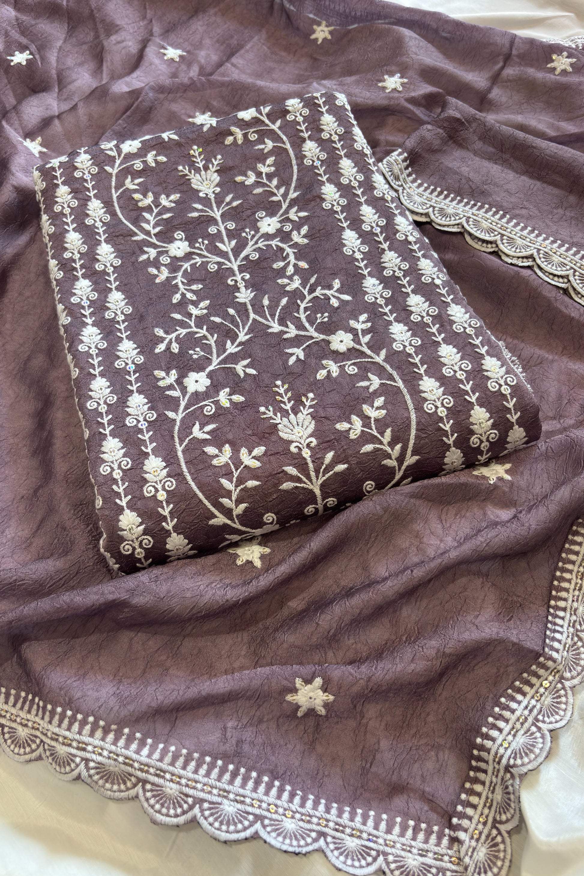Front presentation of Royal Purple Salwar Kameez with balanced partywear silhouette