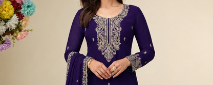 Party wear ladies suit with thread sequin detailing
