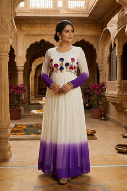 Royal Purple Stylish Gown with full sleeve festive look