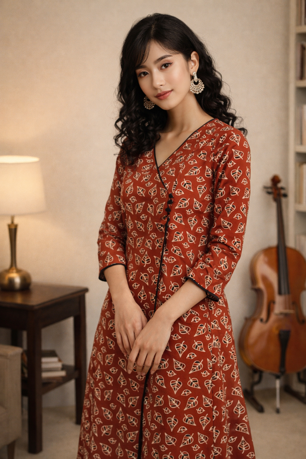 side angle of lightweight cotton ladies indian kurtis