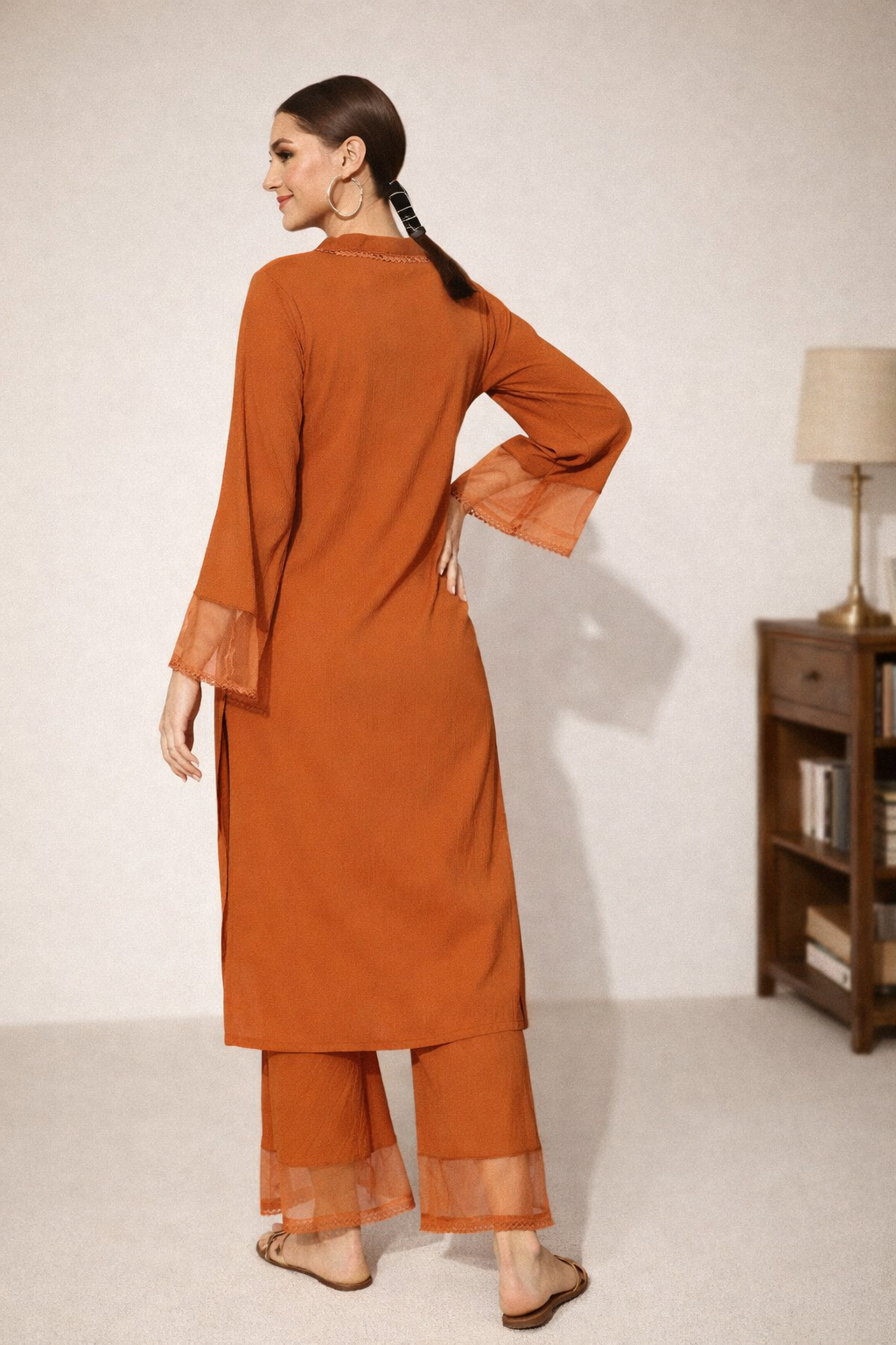 back view of salwar kurta woman outfit