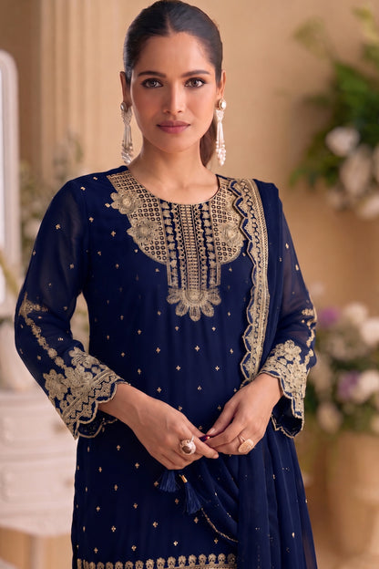 Navy Blue outfit styled for engagement and reception events