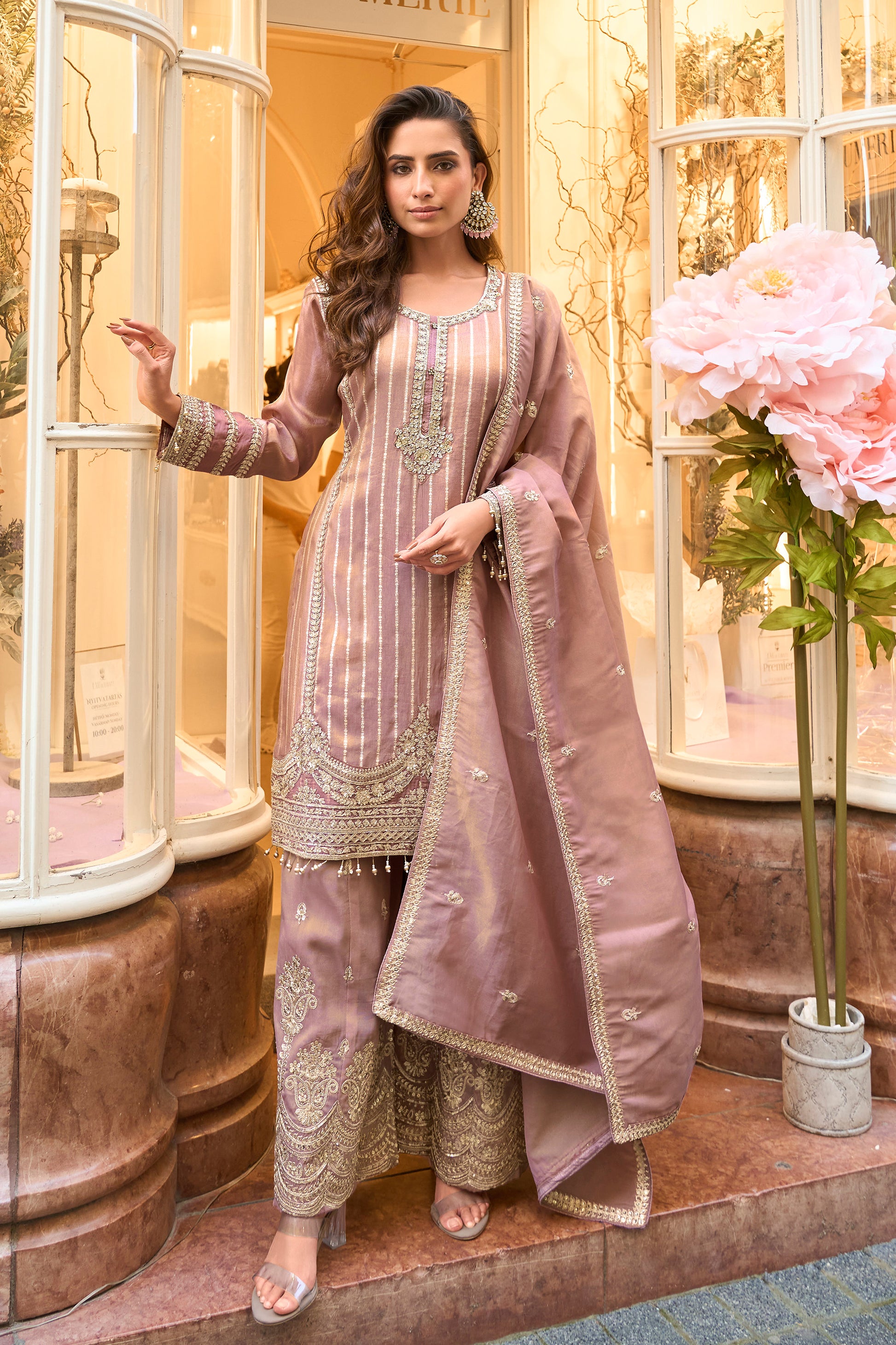 Salwar kameez palaazo styled for wedding guest event USA
