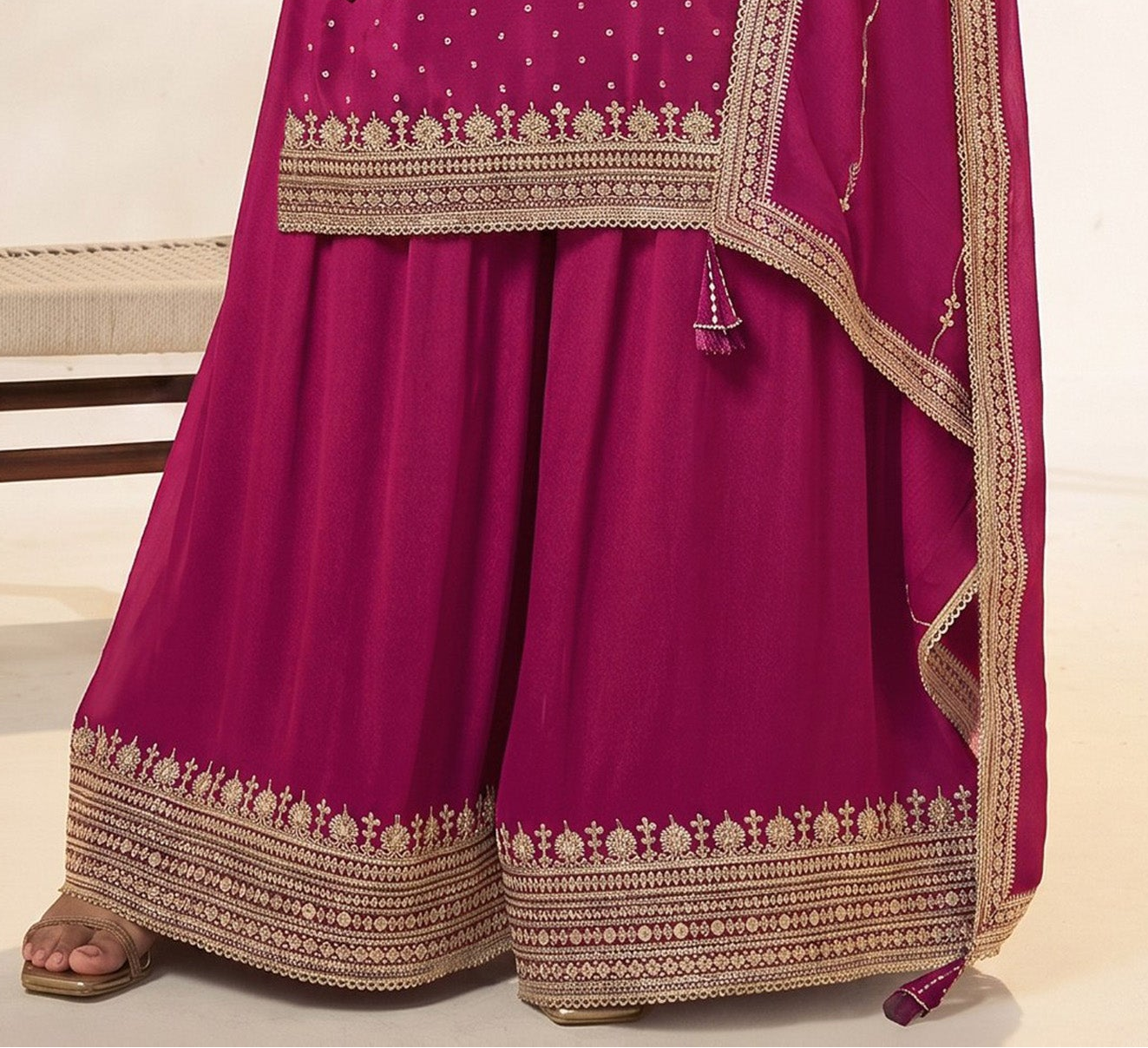 Pink women’s wear plazzo dress for Diwali look