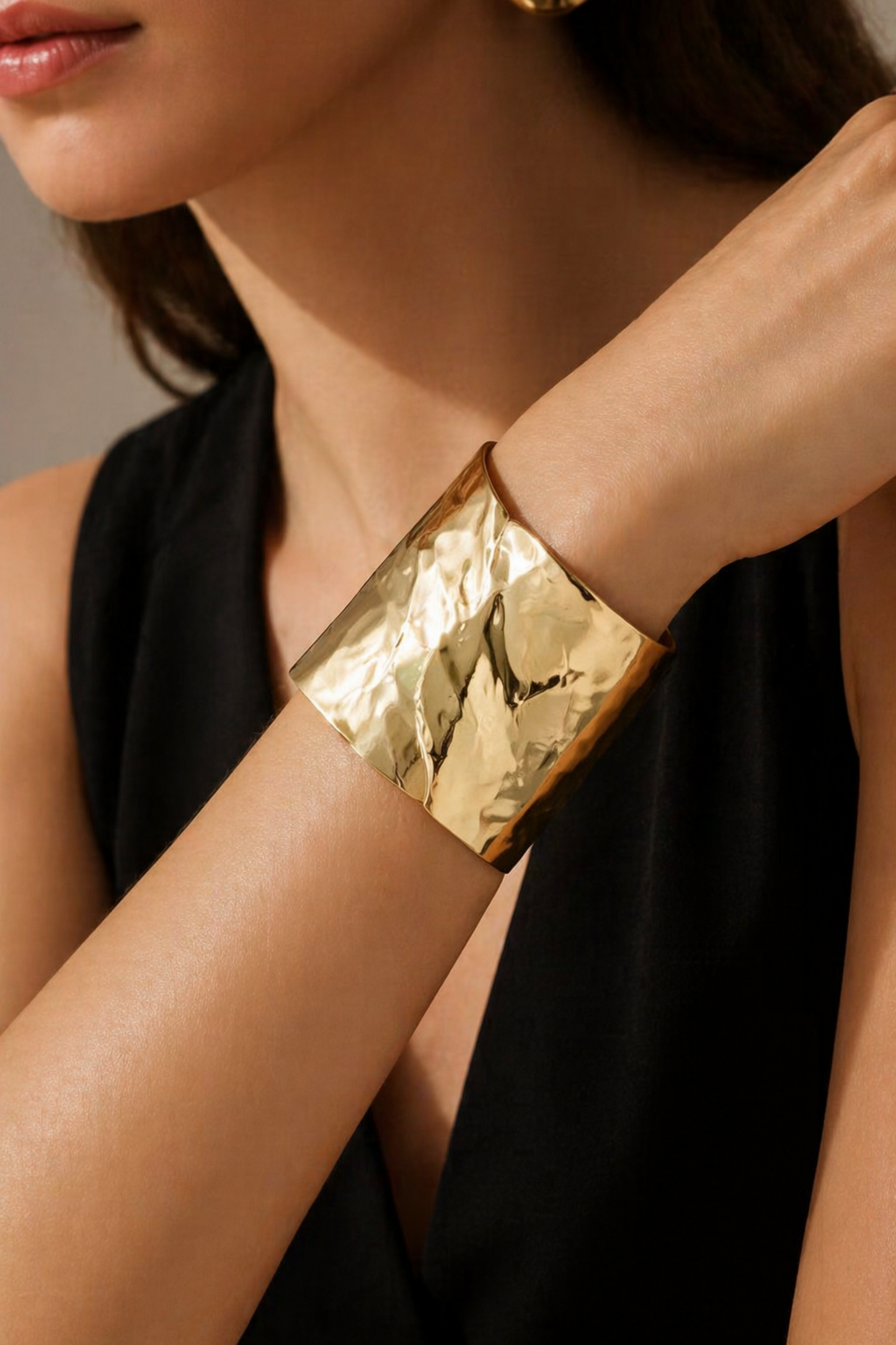 sculptural open cuff bracelet detail