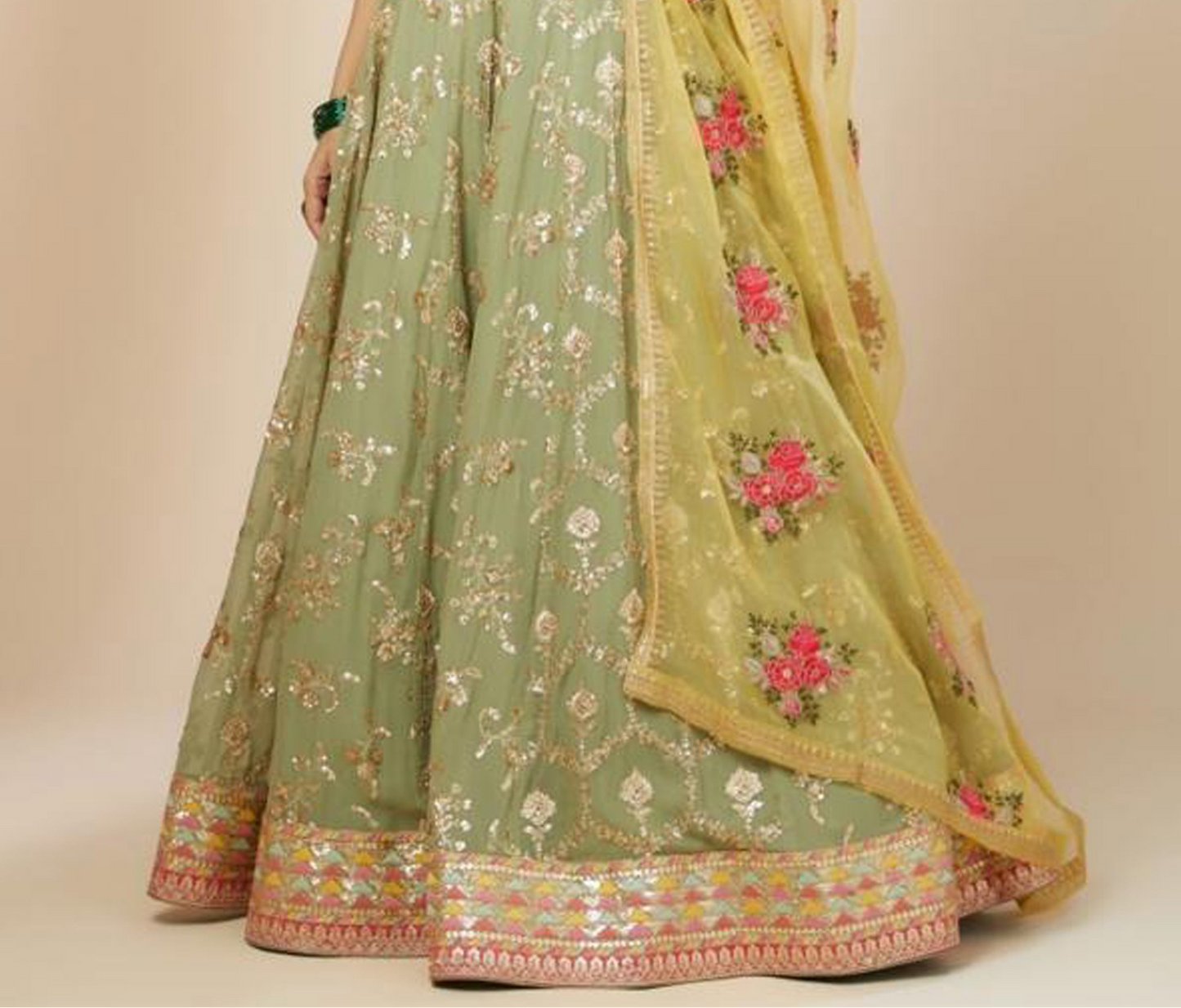 embroidered lehenga choli georgette flow design