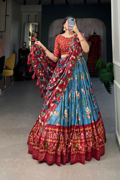 Embroidery pattern detail on navy blue lehenga inspired tones