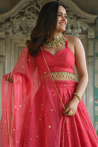 Bright Pink Lehenga Choli for wedding and sangeet night