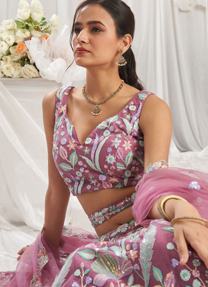 – baby pink lehenga fabric net texture close up
