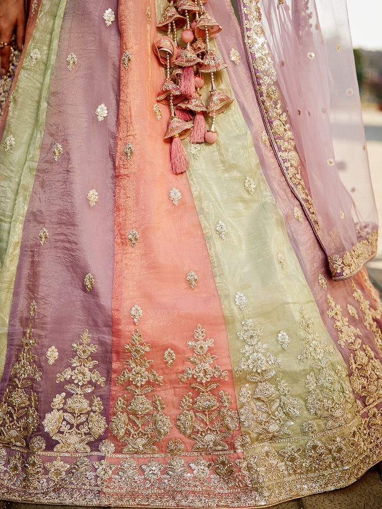 – Close up of coding and thread work on lehenga
