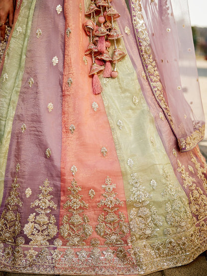 – Close up of coding and thread work on lehenga
