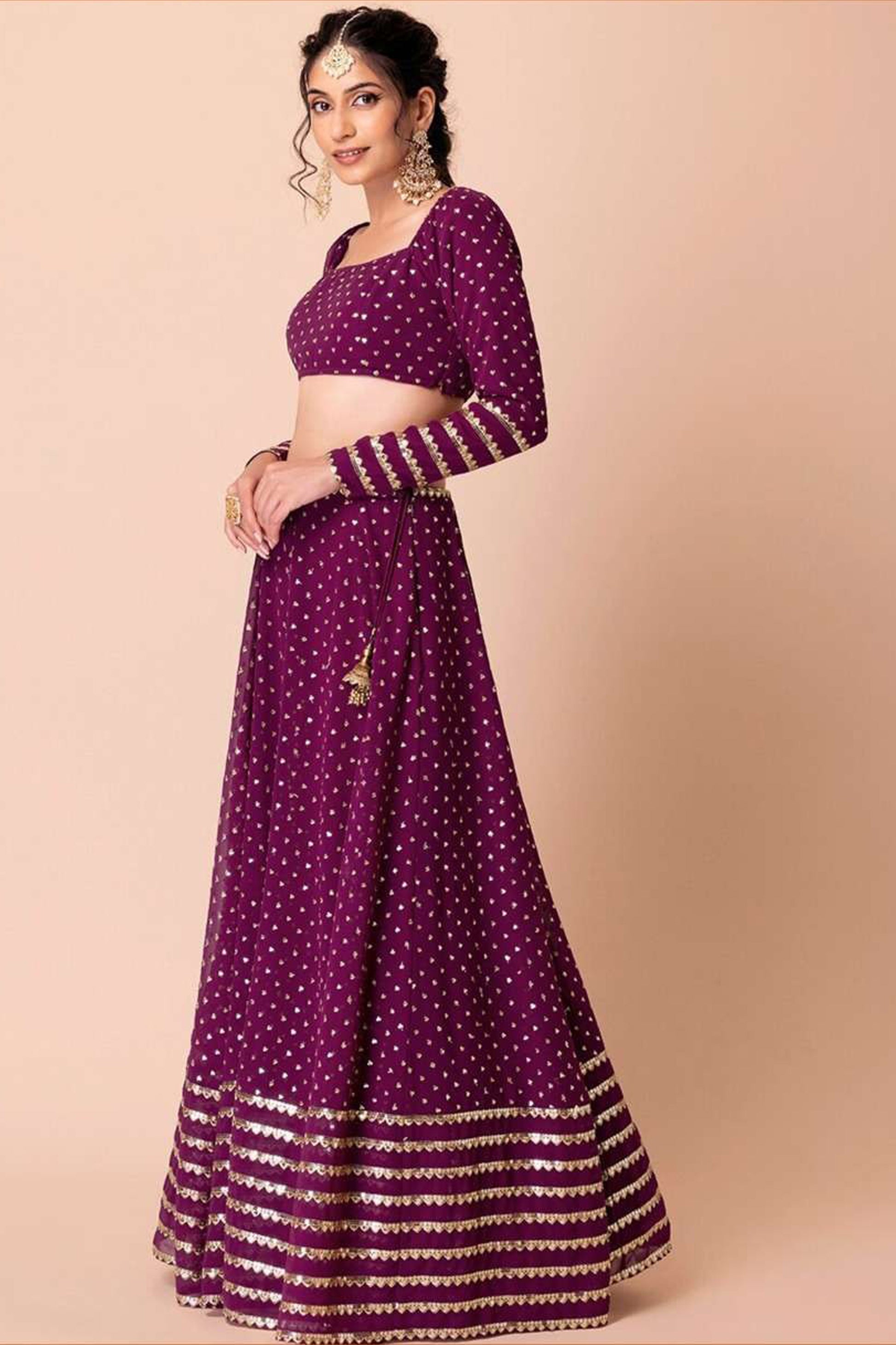 lehenga long choli back design georgette embroidered look