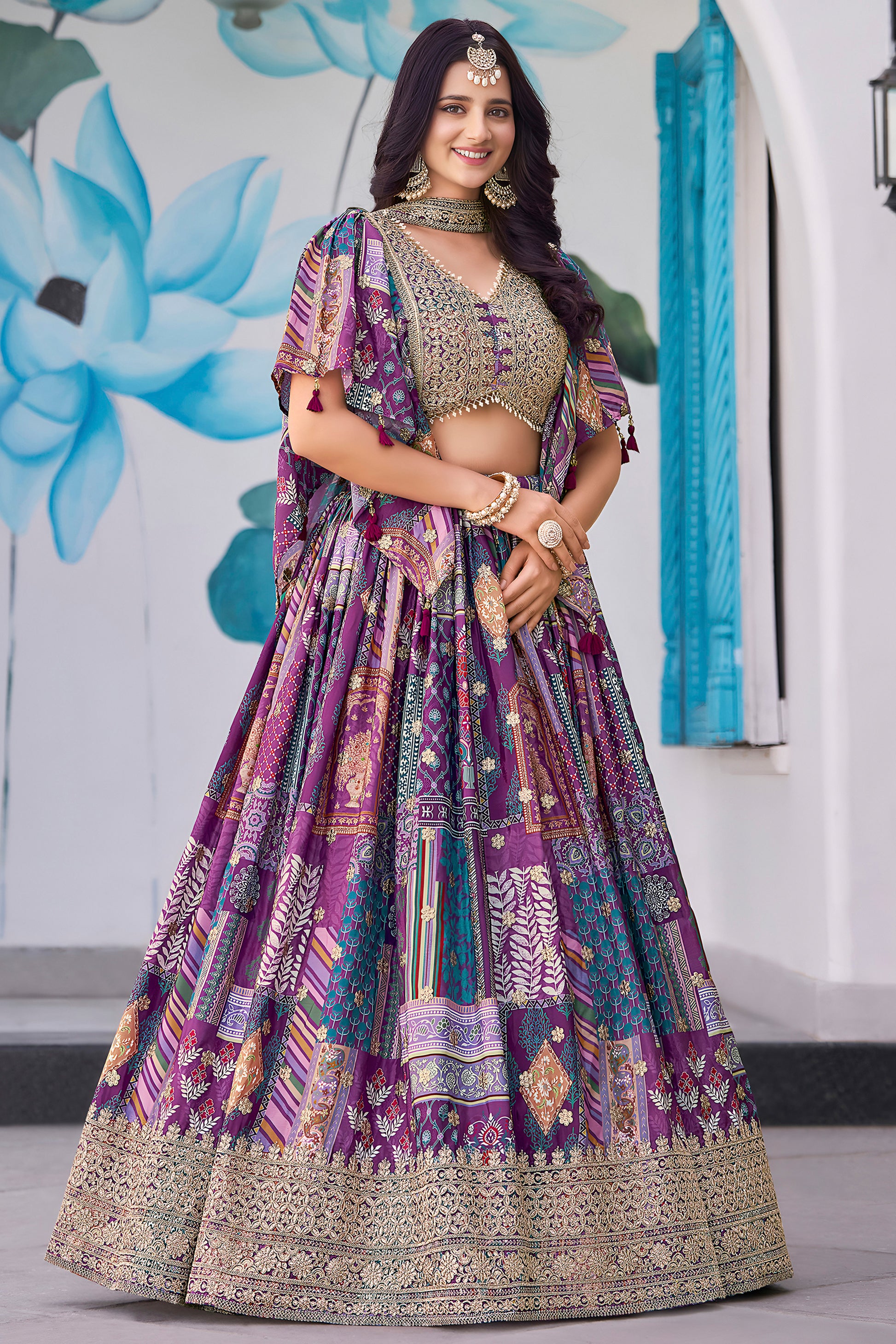 Ready to wear royal purply ethnic lehenga choli set