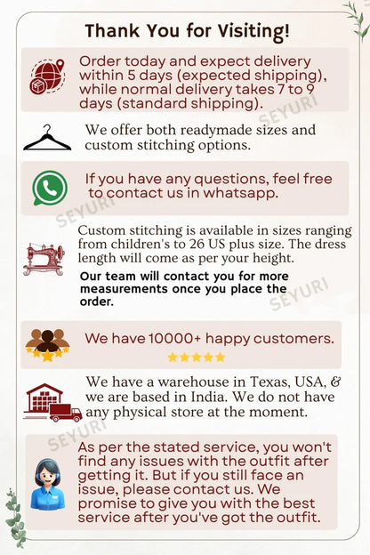 Text message with shipping and customer service information on a white background