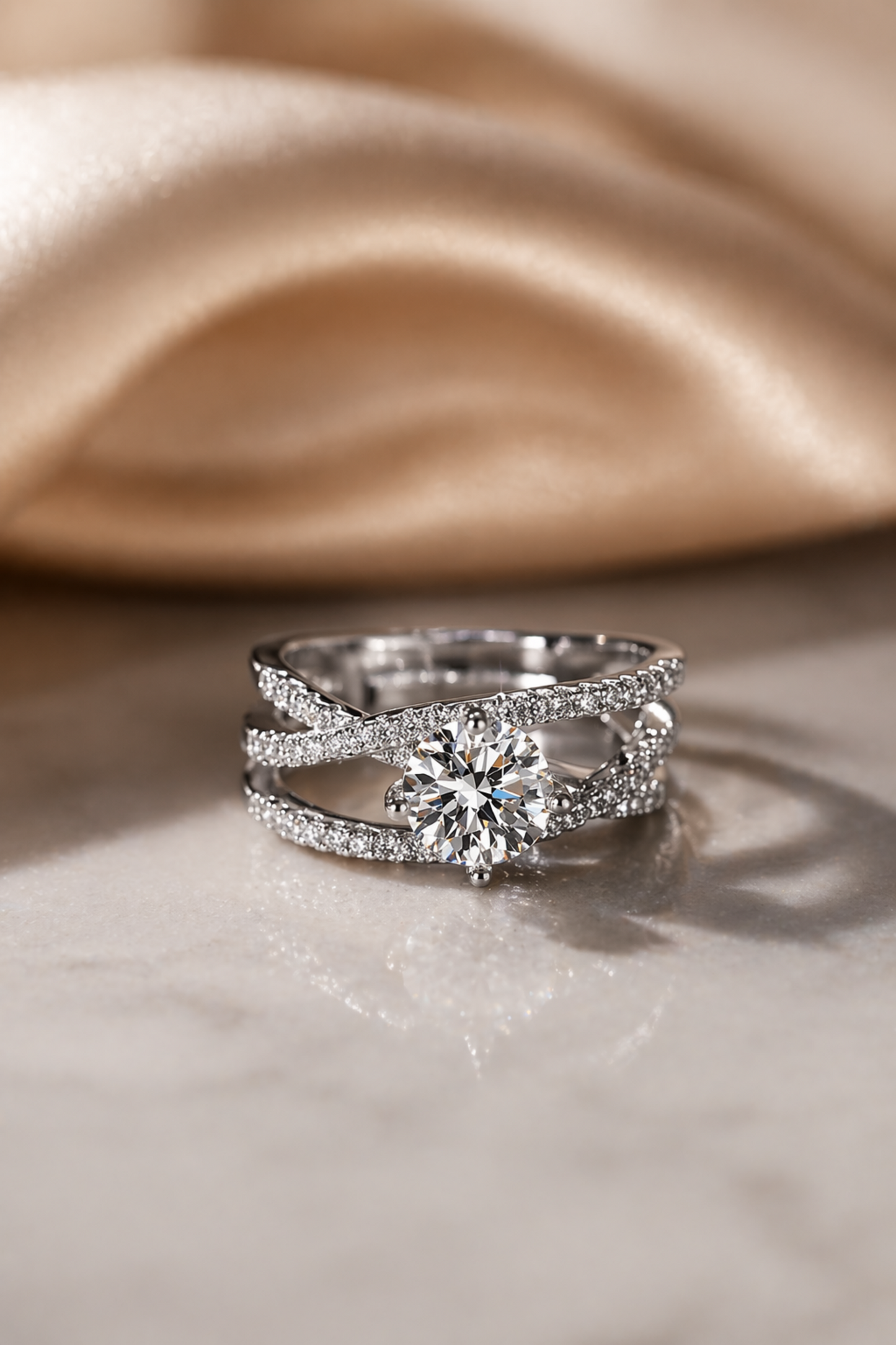 modern engagement ring double band design