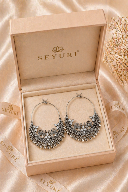 oxidized silver statement hoop earrings
