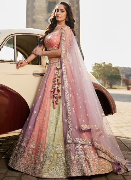 – Multicolor lehenga bridal look for nikah ceremony
