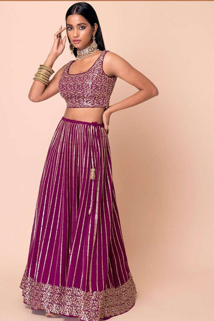 Side drape showcasing georgette lehenga movement during wear
