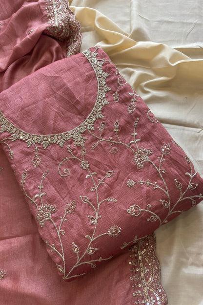 silk with heavy thread sequin embroidery work