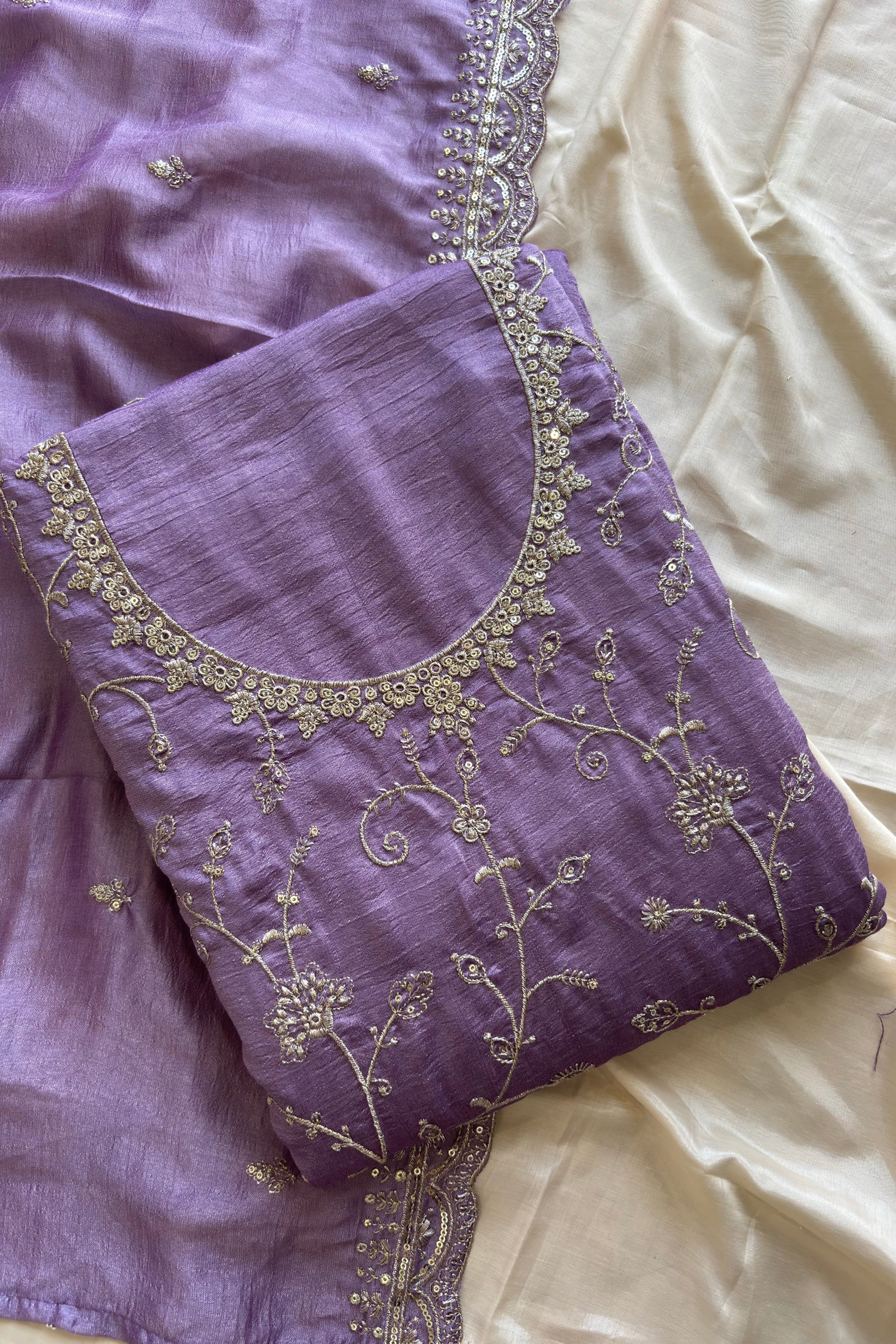 silk with heavy thread sequin embroidery work