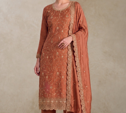 Silk salwar kameez with detailed sequin embroidery finish